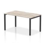 Evolve Plus 1400mm Single Starter Office Bench Desk Grey Oak Top Black Frame BE908