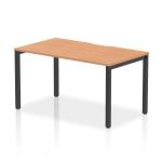 Evolve Plus 1400mm Single Starter Office Bench Desk Oak Top Black Frame BE910