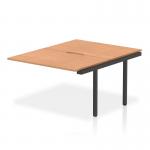 This image features a stylish and modern dynamic bench desk with add-on units, perfect for any office space. The oak top and black frame create a sleek and professional look, while the 1200mm size makes it versatile for a variety of tasks.
