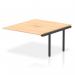 The bench desk add on units in the Evolve Plus 1400mm B2B Office Bench Desk Ext Kit feature a stylish and modern design, with a sleek maple top and a sturdy black frame. These dynamic units are perfect for a professional and efficient workspace.