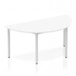 Impulse 1600mm Semi-Circle Table White Top Silver Box Frame Leg BF00125