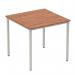 Impulse 800mm Straight Table Walnut Top Silver Box Frame Leg BF00140