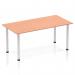 The picture shows a dynamic 1600mm straight table with a beech top and silver post leg. The table has a sleek and modern design, and is perfect for use in any workspace or office setting. Its beech top provides a warm and inviting feel, while the silver post leg adds a touch of sophistication. The dynamic design of the table allows for versatility and flexibility in any environment.