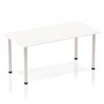 Impulse Straight Table 1600 White Post Leg Silver