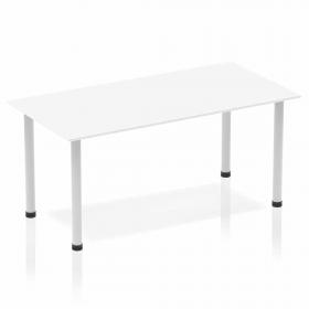 Impulse 1600mm Straight Table White Top Silver Post Leg BF00174