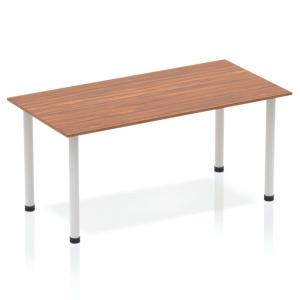 Impulse 1400mm Straight Table Walnut Top Silver Post Leg BF00185