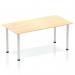 The Dynamic Tables Impulse 1400mm Straight Table features a sleek Maple top and sturdy Silver post legs. Its dynamic design creates an eye-catching look, perfect for any modern office space.