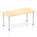 This picture shows a dynamic table with a maple top and silver post legs. The table is 1600mm long and has a straight design. It is sleek and modern, perfect for any office environment.