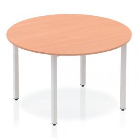 Impulse 1200mm Round Table Beech Top Silver Box Frame Leg BF00196