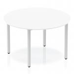 Impulse 1200mm Round Table White Top Silver Box Frame Leg BF00197