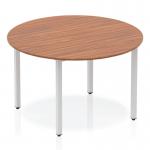 Impulse 1200mm Round Table Walnut Top Silver Box Frame Leg BF00199