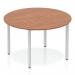 Impulse 1200mm Round Table Walnut Top Silver Box Frame Leg BF00199