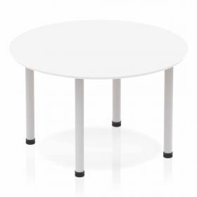 Impulse Circle Table 1200 White Post Leg Silver BF00204
