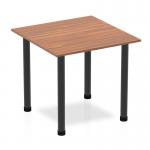 Impulse 800mm Square Table Walnut Top Black Post Leg BF00364