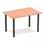 The dynamic tables impulse 1200mm straight table features a sleek beech top paired with a bold black post leg. With a modern design, this table adds a touch of sophistication to any space.