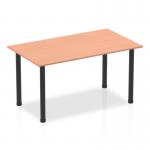 A sleek and modern Dynamic Tables Impulse 1400mm straight table, featuring a beech top and black post leg. The perfect addition to any office or workspace, this table exudes functionality and style.