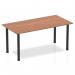 The Dynamic Tables Impulse 1600mm Straight Table has a gorgeous walnut top and sleek black post legs. It exudes a sophisticated and modern feel, making it a perfect addition to any workspace or meeting room. The dynamic design allows for easy reconfiguration and versatility in any setting.