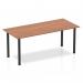 This image shows a 1800mm straight table, featuring a rich walnut top and sleek black post legs. The dynamic design creates a modern and stylish look, perfect for any contemporary workspace.