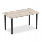 Impulse 1400mm Straight Table Grey Oak Top Black Post Leg BF00399