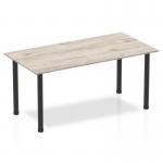 Impulse 1600mm Straight Table Grey Oak Top Black Post Leg BF00400