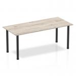 Impulse 1800mm Straight Table Grey Oak Top Black Post Leg BF00401