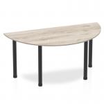 Impulse 1600mm Semi-Circle Table Grey Oak Top Black Post Leg BF00403