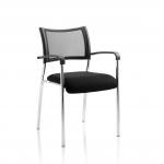 Brunswick Visitor Chair Black Fabric With Arms Chrome Frame BR000025