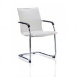 Echo Cantilever Chair With Arms White Soft Bonded Leather BR000038