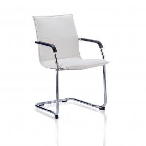 Image of Echo Cantilever Chair White Soft Bonded Leather With Arms BR000038