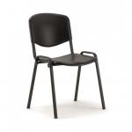 The dynamic stackable chairs have a sleek black poly finish and a sturdy black frame. They are perfect for modern office spaces and can be easily stacked for convenience. Sold separately with a minimum order quantity of 4.