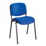 ISO Stacking Chair Blue Fabric Black Frame Without Arms