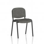 A stunning photograph of dynamic stackable chairs in charcoal fabric and black frame. These ISO stacking chairs are designed for versatility and efficiency, making them a perfect choice for any space. Minimum order quantity of 4 required. Each chair priced individually. BR000059