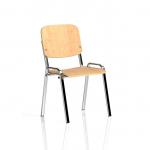 ISO Stacking Chair Beech Chrome Frame (MOQ of 4 - Priced Individually) BR000066