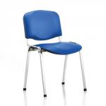 ISO Stacking Chair Blue Vinyl Chrome Frame Without Arms