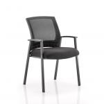 Metro Visitor Chair Black Fabric Black Mesh Back With Arms BR000090