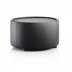 Photos - Office Desk NEO Round Table Black Leather BR000096 