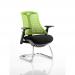 Flex Cantilever Chair Black Frame Black Fabric Seat With Green Back With Arms BR000170