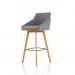 Carmen Wooden Leg High Stool Grey Fabric BR000225