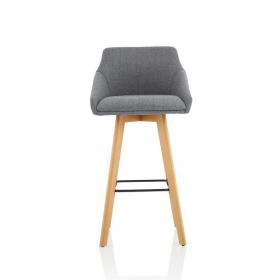 Carmen Grey Fabric Wooden Leg High Stool BR000225