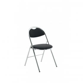 Milan Folding Black Vinyl Chrome Frame Chair (MOQ of 4 - Priced Individually) BR000304