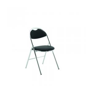 Milan Folding Black Vinyl Chrome Frame Chair (MOQ of 4 - Priced Individually) BR000304