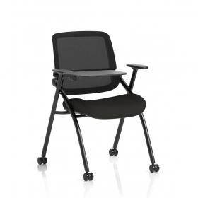 Capra Mesh Back Folding Training Chair With Writing Table Black Fabric Seat BR000322