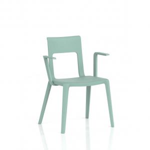 Nest Edge Stacking Cafe & Bistro Chair Green with Arms BR000341