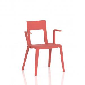 Nest Edge Stacking Cafe & Bistro Chair Red with Arms BR000342