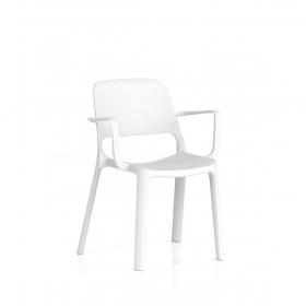 Nest Loop Stacking Cafe & Bistro Chair White with Arms BR000346