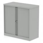 Qube by Bisley 1000mm Side Tambour Cupboard Goose Grey No Shelves BS0001