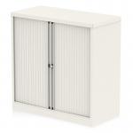 Qube by Bisley 1000mm Side Tambour Cupboard Chalk White No Shelves BS0002