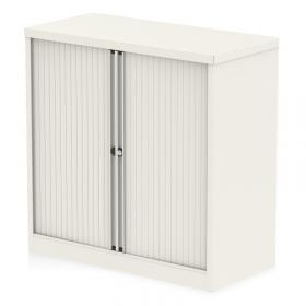 Qube by Bisley 1000mm Side Tambour Cupboard Chalk White No Shelves BS0002