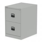The photo shows Bisley Steel Filing Cabinets Qube in a sleek, goose grey color. The cabinets have 2 spacious drawers for ample storage. The steel material adds a sturdy and modern touch to any office space.