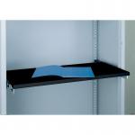 The Bisley Cupboard and Bookcase Accessories Qube features a Roll Out Reference Shelf for convenient storage and organization. Its sleek design and neutral color make it a versatile addition to any office or home space. The shelves are adjustable for customizable storage options.